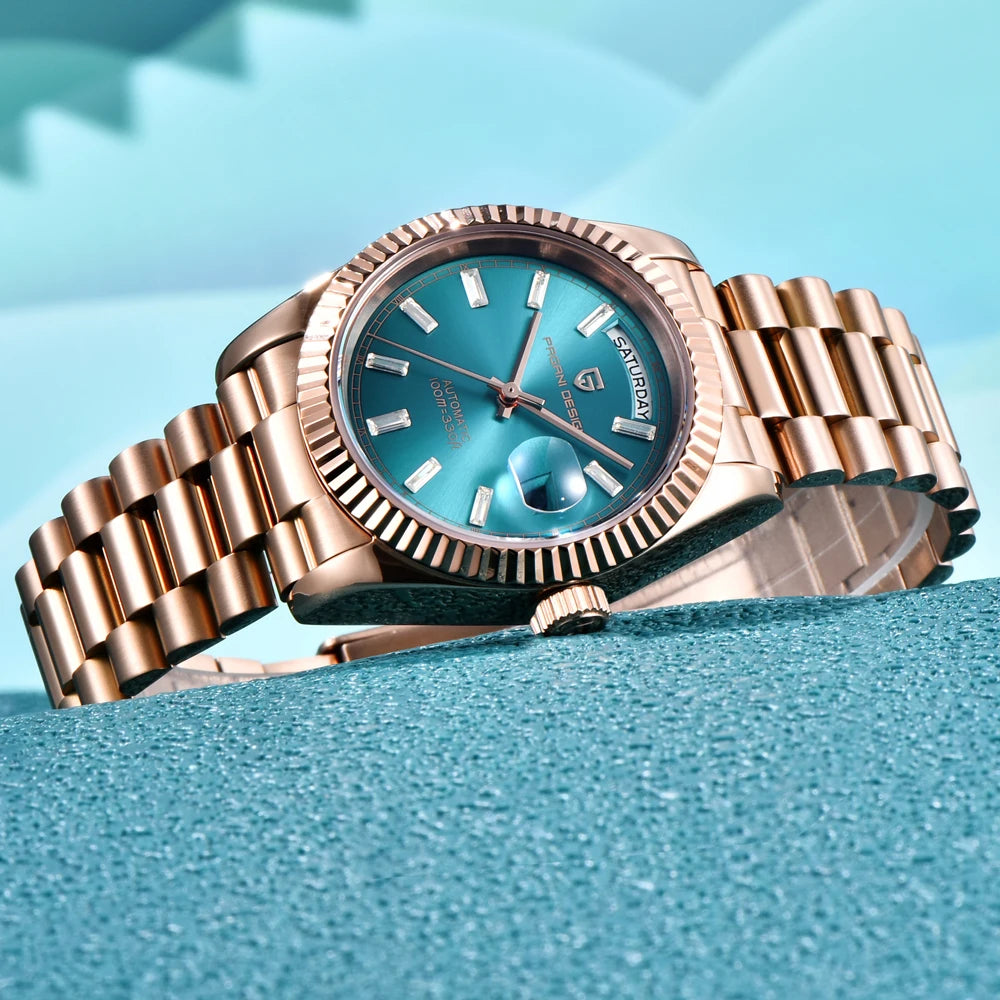 Neuer PAGANI DESIGN D36 mechanischer Luxus-Herrenuhr aus Roségold 2026, Automatik-Datumsuhr, AR-Saphirglas, lokaler Versand