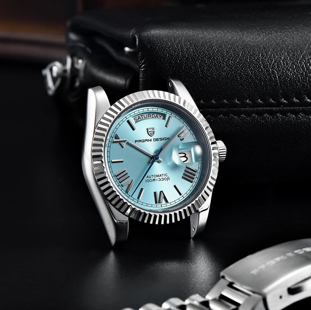 PAGANI DESIGN DD36 2026 Herrenuhren Neue Automatikuhr mit Datums- und Wochentagsanzeige, mechanische Herrenarmbanduhr mit AR-Saphirglas, Herrenuhr aus 316L-Edelstahl, ST16 Uhrwerk, qua
