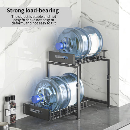 2-Tier Under-Sink Slide-Out Organizer, Metal Basket with 5 Adjustable Heights for Kitchen and Bathroom
