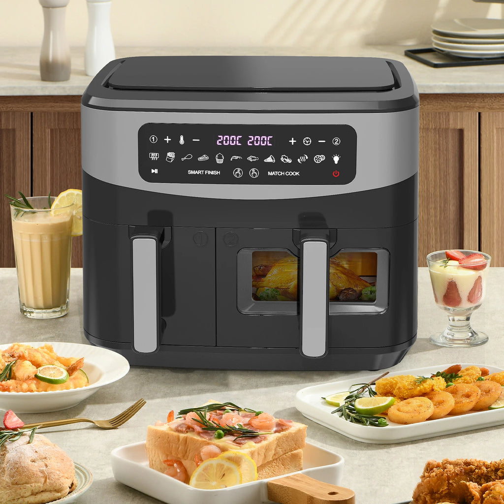 Friggitrice ad aria doppio cestello Gidgimo 10L, 2600W, nero