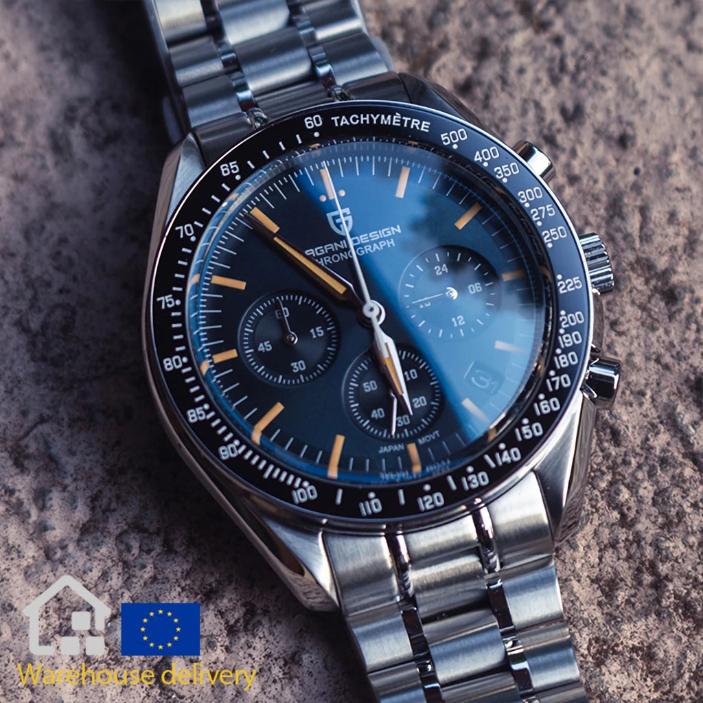 PAGANI DESIGN Orologio da Polso Uomo Quarzo Retrò Cronografo Luna