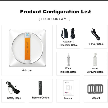 Liectroux HCR-10 Robot Lavavetri Ultrasottile con Spruzzo d'Acqua a Ultrasuoni, Robot Aspirapolvere per Finestre, Tergivetro Domestico, Pulizia a Secco e Umida, Percorso AI