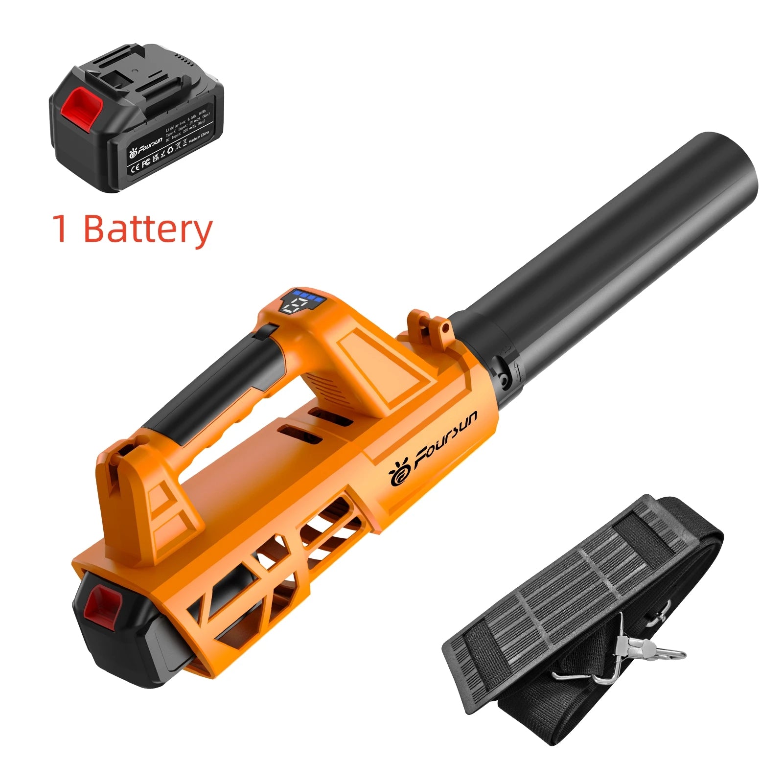 Foursun LB01 Soffiatore Elettrico ad Alta Potenza, Ventilatore Turbo Brushless, Strumento per Rimozione Neve, Foglie e Polvere per Giardino, Garage, Officina e Pulizia Auto