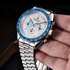 PAGANI DESIGN Orologio da polso al quarzo cronografo blu con vetro zaffiro e cassa in acciaio inossidabile