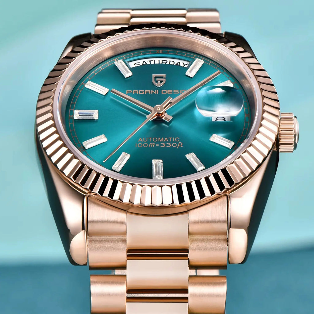 Neuer PAGANI DESIGN D36 mechanischer Luxus-Herrenuhr aus Roségold 2026, Automatik-Datumsuhr, AR-Saphirglas, lokaler Versand