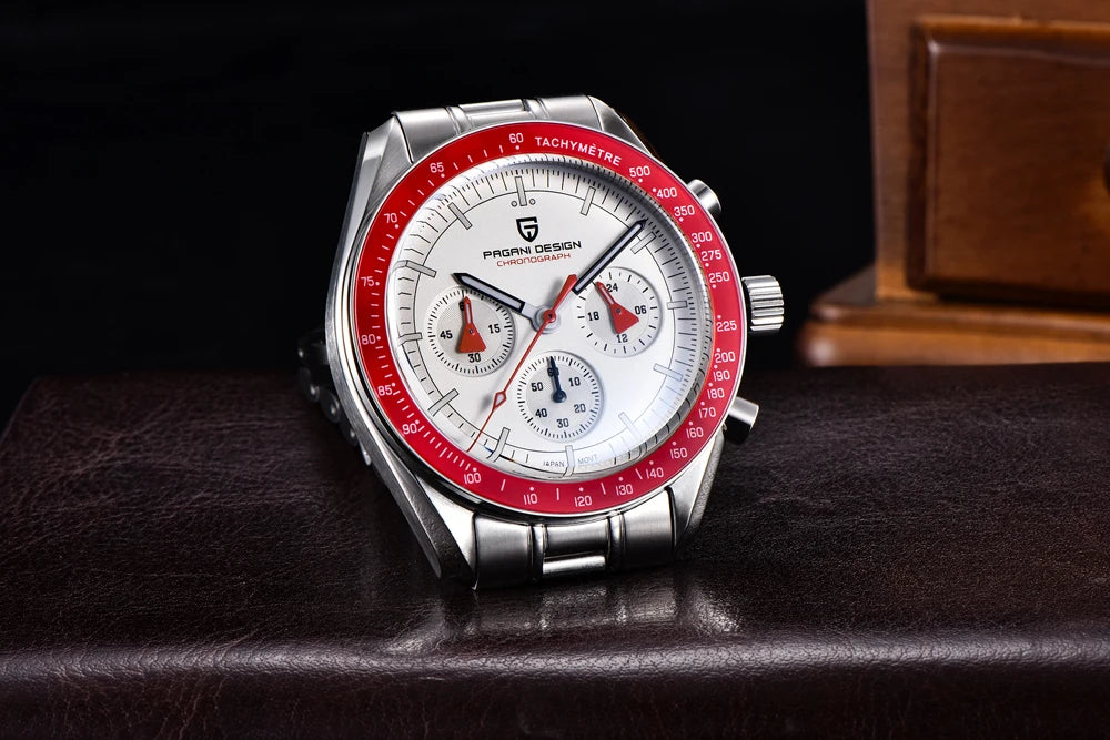 PAGANI DESIGN Moon ST6 Orologio da Uomo al Quarzo con Cronografo, Cassa in Acciaio Inossidabile, Vetro Zaffiro, Modello PD1701
