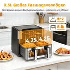 Sinaopus Friggitrice ad Aria Calda 8.5L 2000W con Doppio Cestello, Touch LED, 12 Programmi