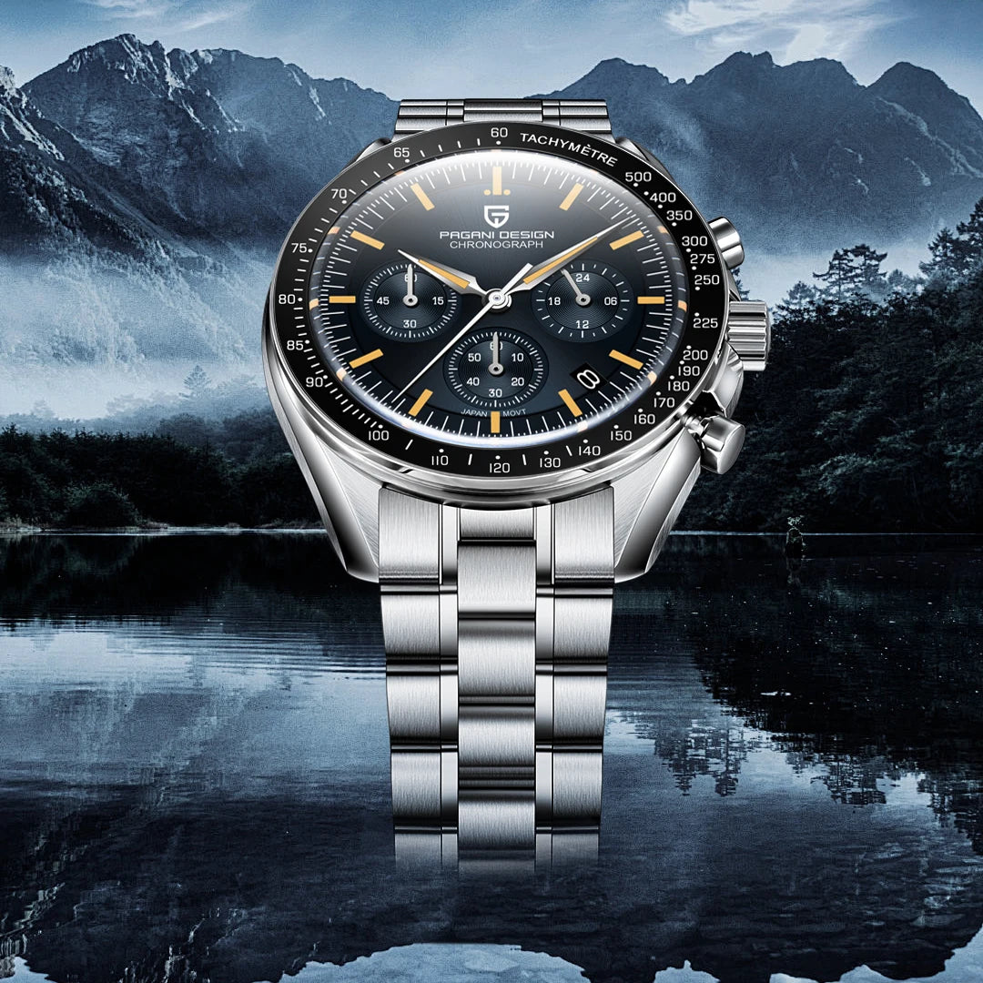 PAGANI DESIGN Orologio da Uomo al Quarzo V6 Moon Cronografo Sportivo Acciaio Inossidabile