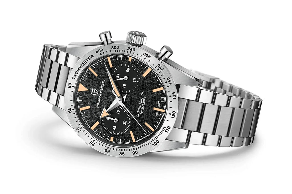 PAGANI DESIGN Orologio da Uomo Pilota al Quarzo Cronografo Sportivo Retrò in Acciaio Inossidabile