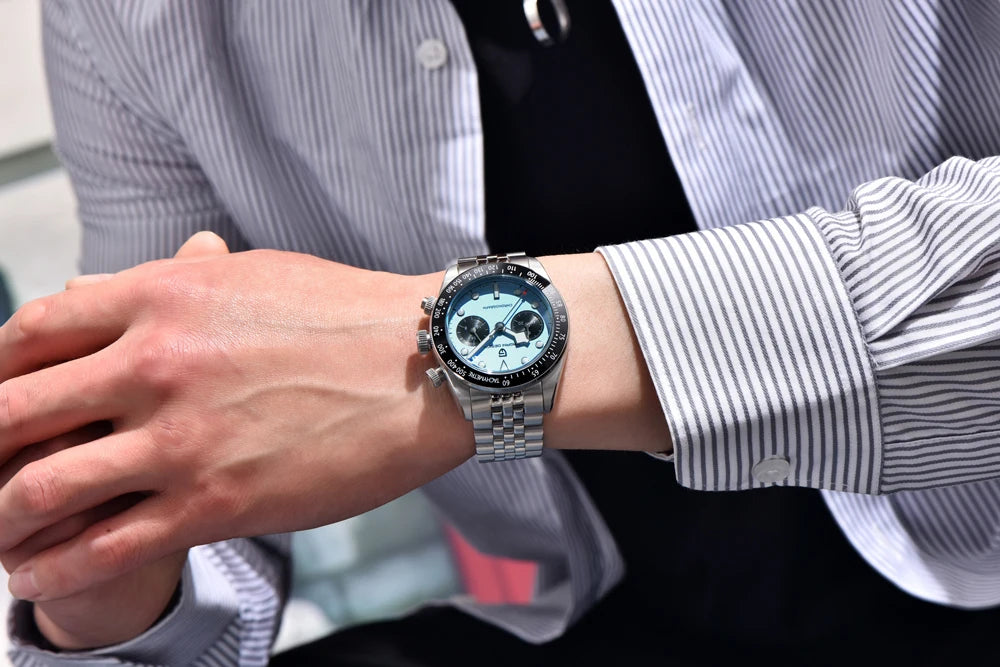 PAGANI DESIGN Orologio da polso al quarzo cronografo uomo, modello Panda, vetro zaffiro, impermeabile 10 bar