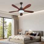 Ventilatore da soffitto da 132 cm con luce LED, 6 velocità, telecomando, reversibile, dimmerabile, finitura in legno