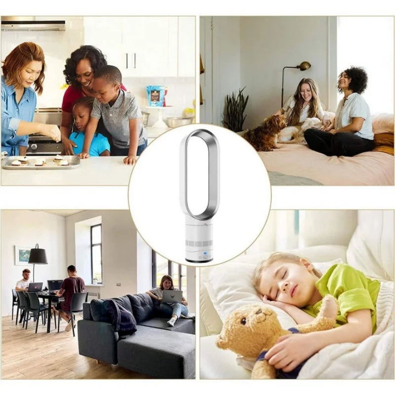 Ventilatore senza pale da 16 pollici, a torre con diametro di 80 cm °   Base oscillante, telecomando, regolazione continua della velocità, display LED, funzione di spegnimento automatico, ventola di raffreddamento portatile