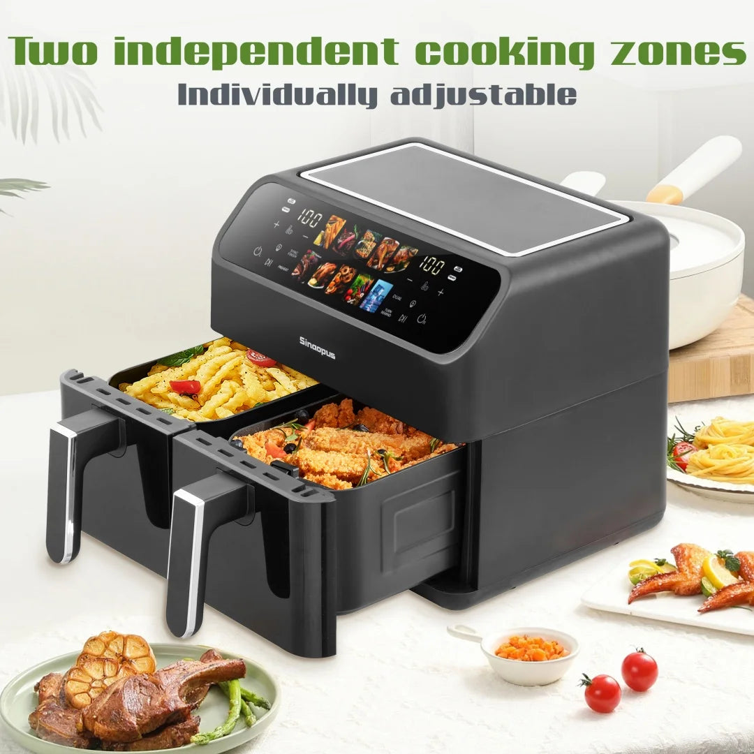Friggitrice ad Aria Calda Senza Olio da 9L con Doppio Cestello e Finestra - Kitchen