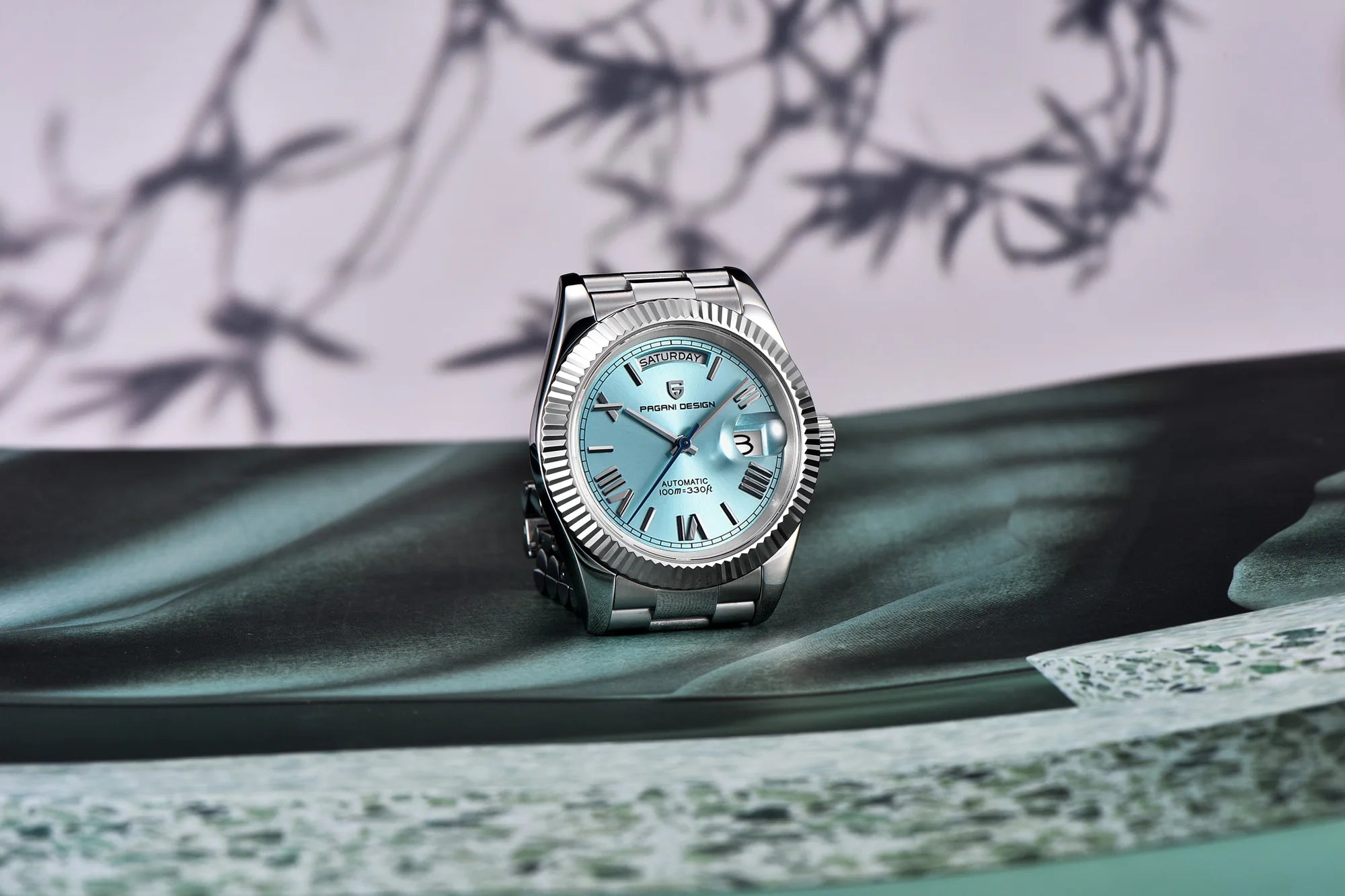 PAGANI DESIGN Orologio Meccanico Automatico Uomo Ice Blue Acciaio Inossidabile Vetro Zaffiro