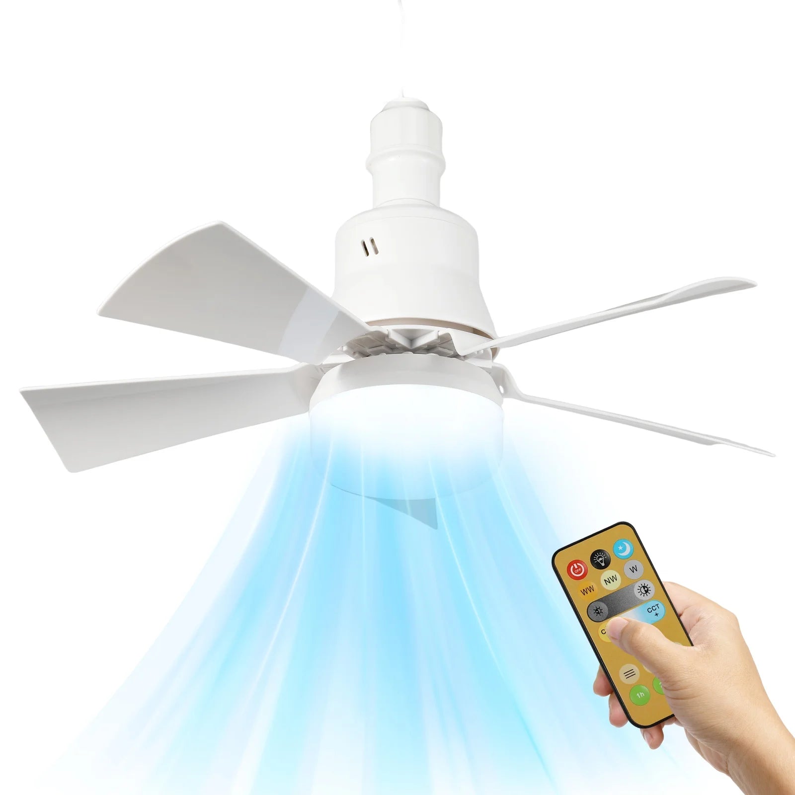 Ventilatore da soffitto piccolo con ricarica USB, ventilatore da campeggio, dormitorio per studenti, tenda portatile da esterno, batteria al litio, durata della batteria ultra lunga