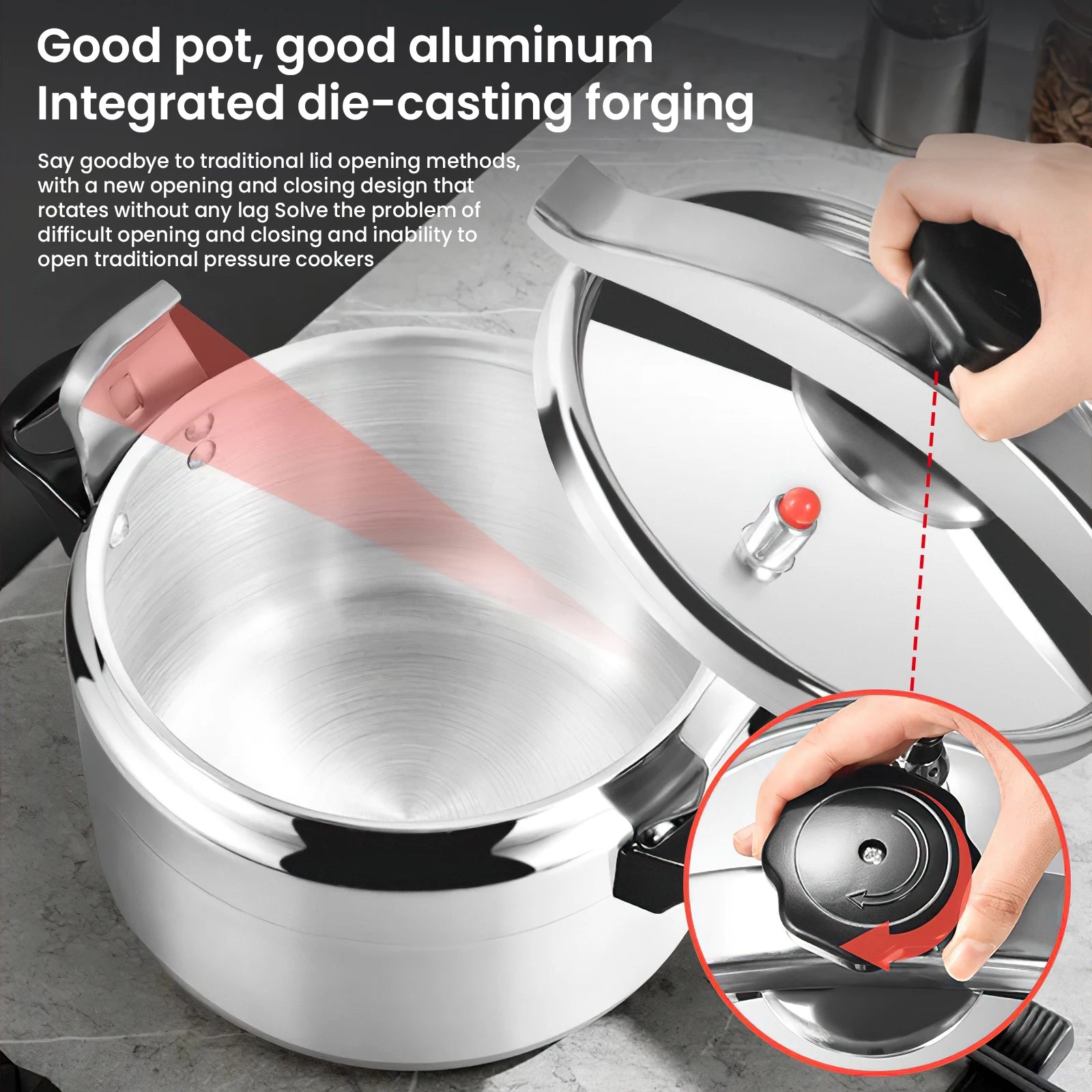 3-Liter-Aluminium-Druckkochtopf, explosionsgeschützt, schnell erhitzender Doppelboden mit Sicherheitsventil und Bakelitgriff, für den Hausgebrauch/Restaurant auf Gasherd