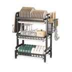 Stendino per piatti Scolapiatti a 3 livelli Scolapiatti Scaffale per piatti antiruggine di grande capacità con portautensili Organizzatore da cucina