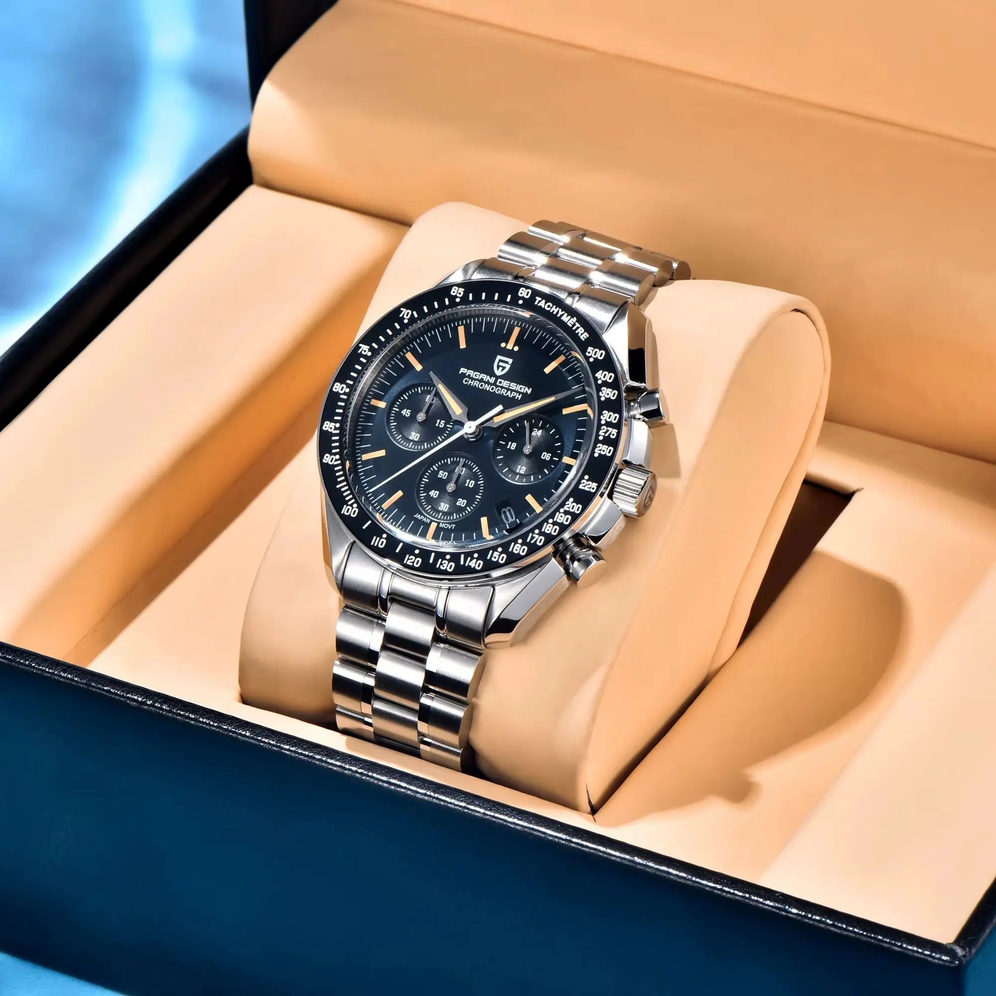 PAGANI DESIGN Orologio da Polso Uomo Quarzo Retrò Cronografo Luna