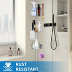 Badezimmer-Aufbewahrungsregal, Teleskop-Badewannenablagen, bohrfreies Dusch-Eckregal, Badewannen-, Küchen-, Spülen-Organizer, verstellbar von 244 bis 270 cm