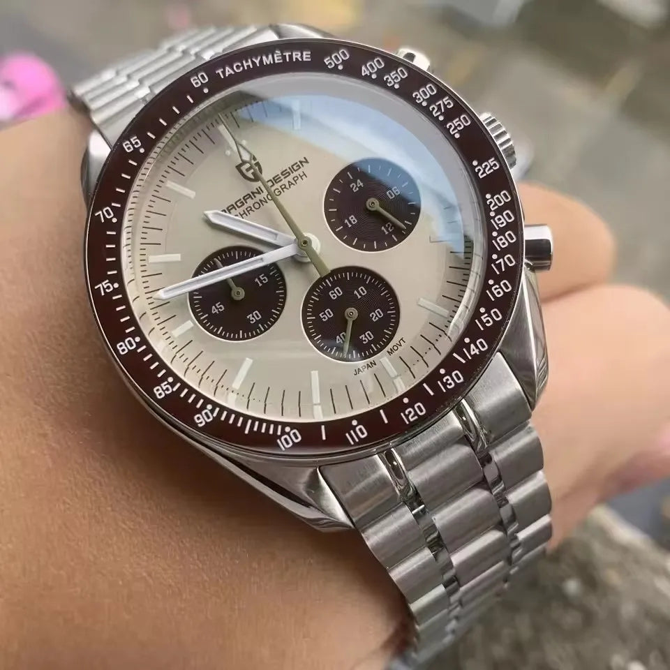 PAGANI DESIGN Saturn Orologio da Polso al Quarzo Cronografo Sportivo Acciaio Inossidabile Impermeabile 10 Bar