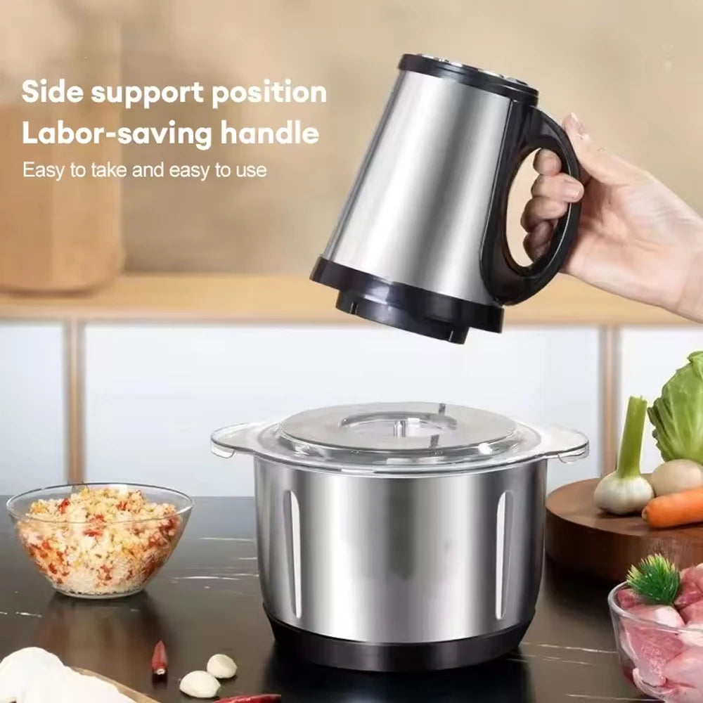 Elektrischer Fleischwolf 5L, Lebensmittelzerkleinerer, Gemüseschneider aus Edelstahl, Küchenmixer für selbstgemachtes Hunde-/Katzenfutter, Küchengerät