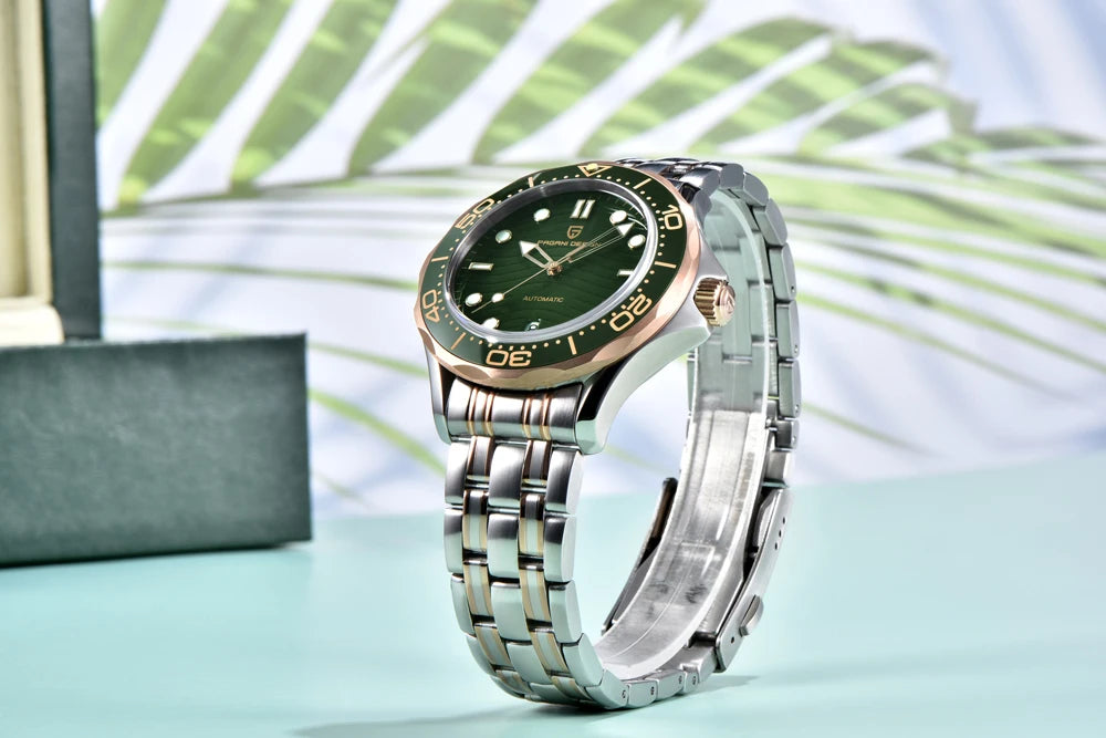 PAGANI DESIGN Orologio subacqueo automatico verde da uomo MIYOTA 8215