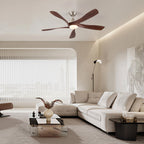 Ventilatore da soffitto da 132 cm con luce LED, 6 velocità, telecomando, reversibile, dimmerabile, finitura in legno