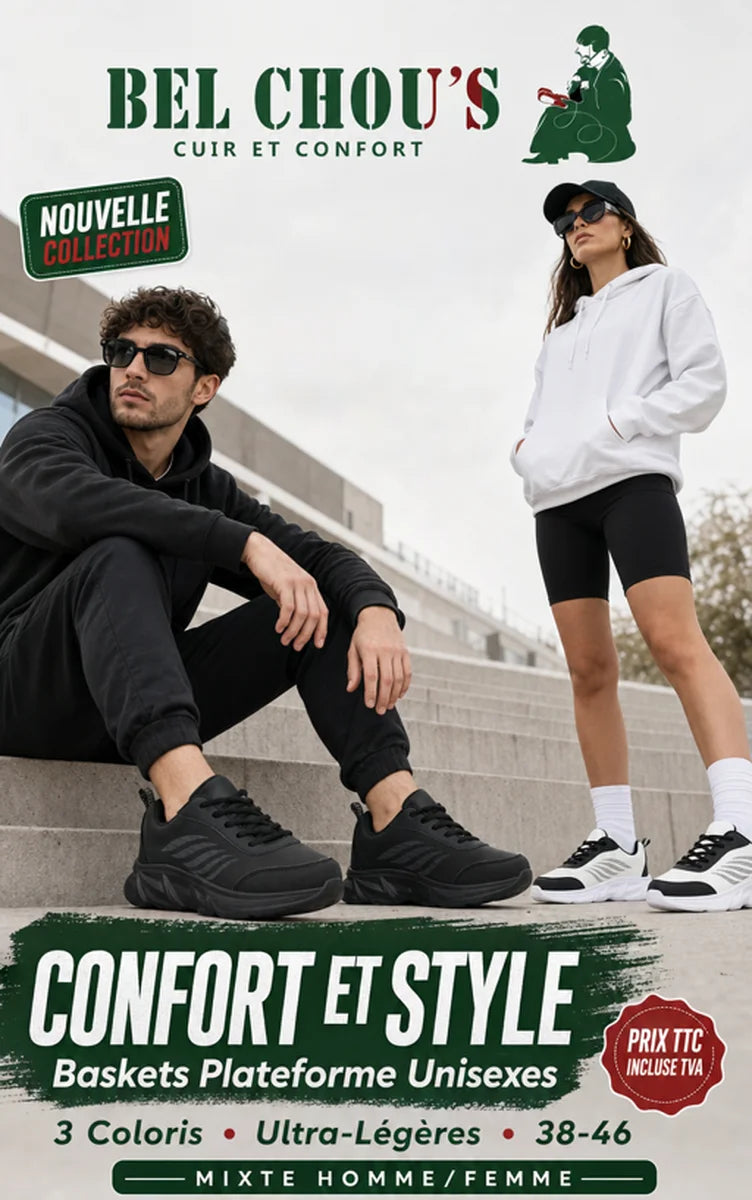 Bel Chou's, ultraleichte Sportschuhe französischer Marke, wasserdichte Sneaker aus Kunstleder, bequeme Sneaker für Herren und Damen, Freizeitschuhe zum Gehen
