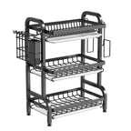 Stendino per piatti Scolapiatti a 3 livelli Scolapiatti Scaffale per piatti antiruggine di grande capacità con portautensili Organizzatore da cucina