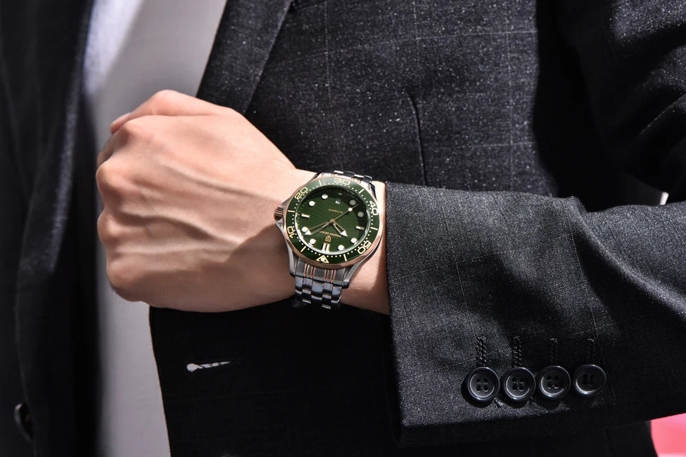 PAGANI DESIGN Orologio subacqueo automatico verde da uomo MIYOTA 8215