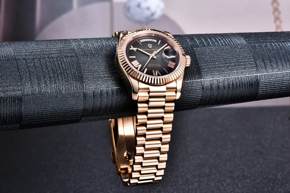 PAGANI DESIGN Orologio da Polso Meccanico Automatico Uomo D36 Oro Rosa Acciaio Inossidabile Vetro Zaffiro