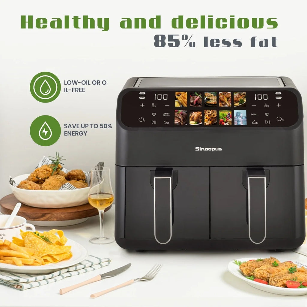 Friggitrice ad Aria Calda Senza Olio da 9L con Doppio Cestello e Finestra - Kitchen