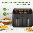 Friggitrice ad Aria Calda Senza Olio da 9L con Doppio Cestello e Finestra - Kitchen