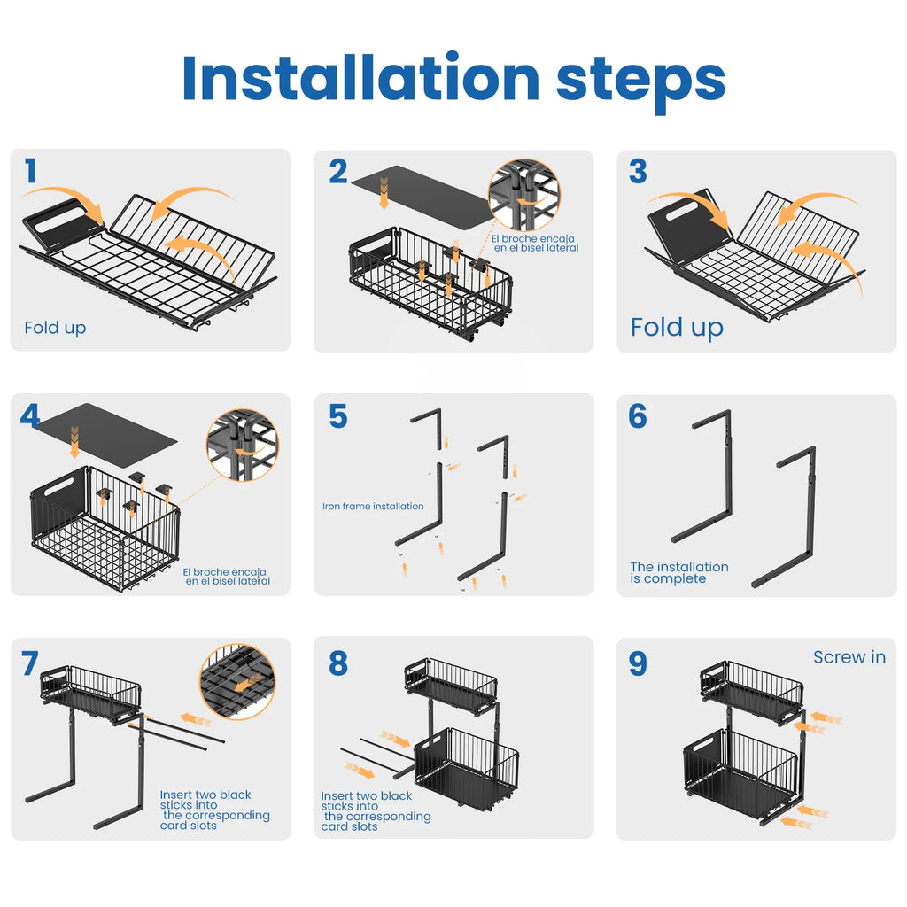Ausziehbarer 2-stufiger Unterbau-Organizer, verstellbares Küchenregal, ausziehbarer Schrank-Organizer, Gewürzregal