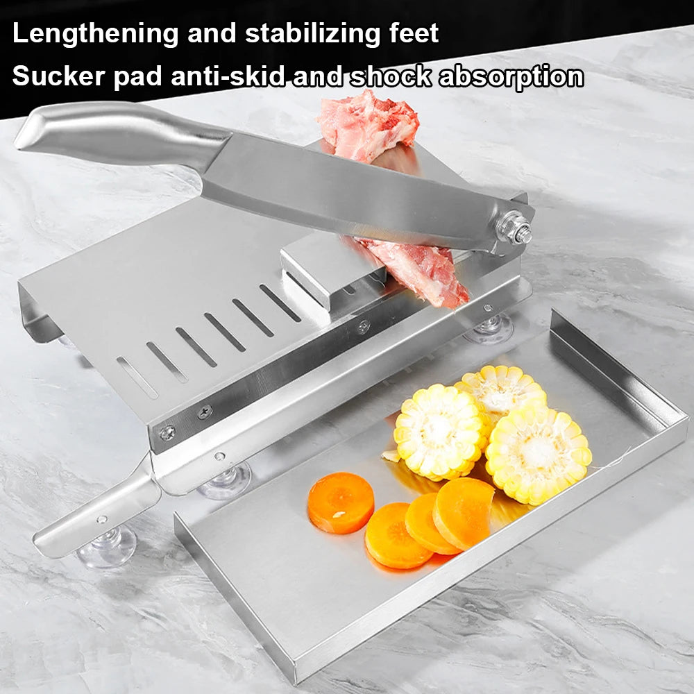 Affettatrice Manuale per Carne Congelata da Cucina, Trituratore per Ossa in Acciaio Inox, Tritacarne per Agnello, Pollo, Anatra, Pesce