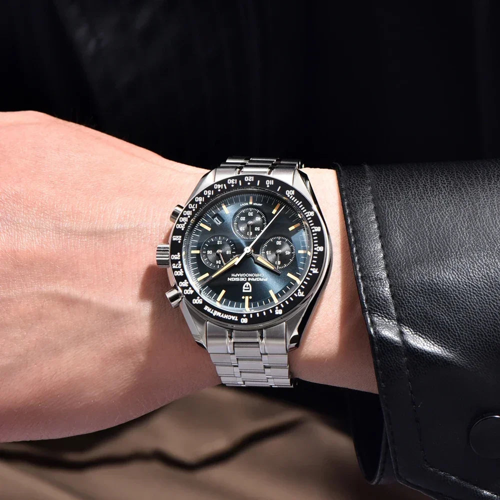 PAGANI DESIGN Saturn Orologio da Polso al Quarzo Cronografo Sportivo Acciaio Inossidabile Impermeabile 10 Bar