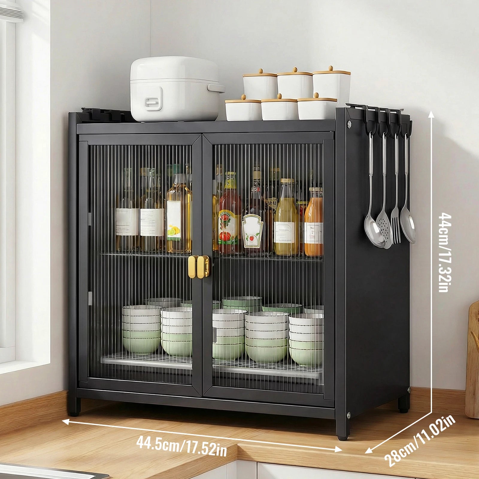 Mobiletto da Cucina a Porta Scorrevole, Scaffale a 2/3 Livelli per Spezie, Utensili e Piatti, Organizzatore Autoportante Salvaspazio