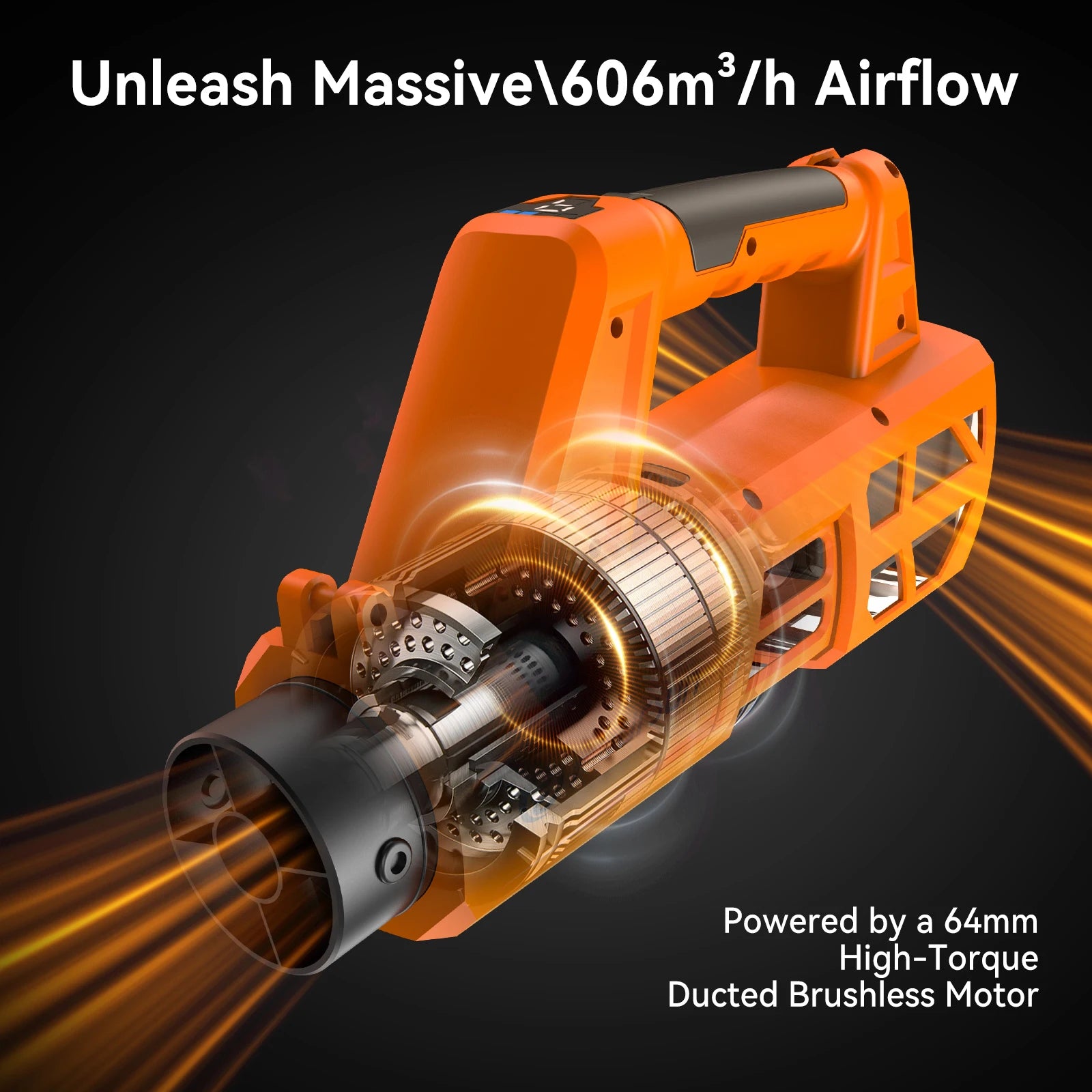 Foursun LB01 Soffiatore Elettrico ad Alta Potenza, Ventilatore Turbo Brushless, Strumento per Rimozione Neve, Foglie e Polvere per Giardino, Garage, Officina e Pulizia Auto