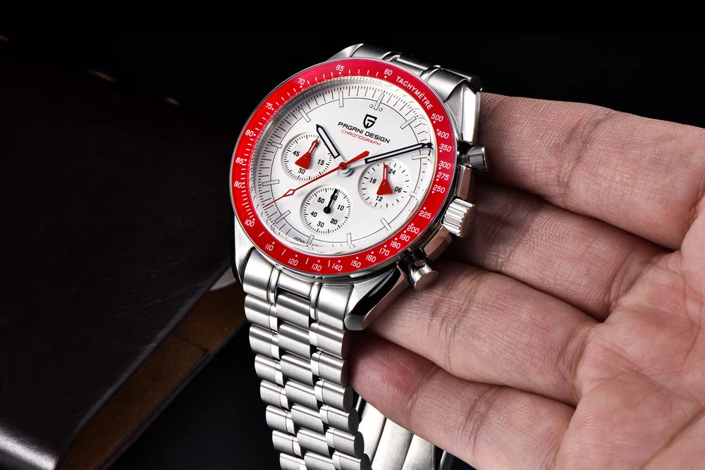 PAGANI DESIGN Orologio da Uomo al Quarzo V6 Moon Cronografo Sportivo Acciaio Inossidabile