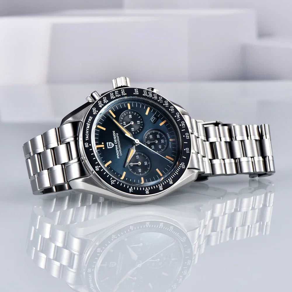 PAGANI DESIGN PD-1701 Moon Orologio da polso al quarzo uomo cronografo sportivo acciaio inossidabile vetro zaffiro
