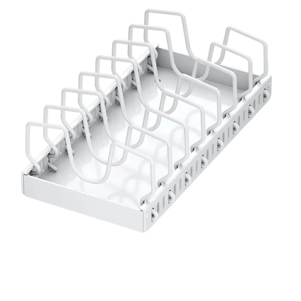 Organizzatore per Pentole e Padelle, Porta Coperchi Scorrevole, Porta Spezie da Cucina, Organizzatore per Stoviglie, Scolapiatti Multifunzionale Estraibile
