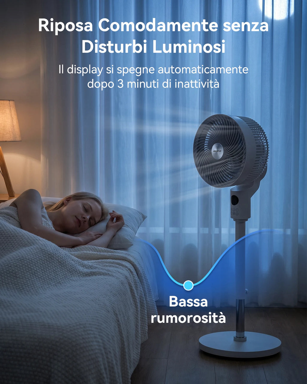 Aigostar Ventilatore a Piantana, 6 Velocità e 3 Modalità Silenzioso, Circolatore d'Aria 3D 850m³/h, Flusso 8m, Timer 12H, Altezza 100cm, Telecomando e Display Touch, Funzion Aroma per Camera e Ufficio