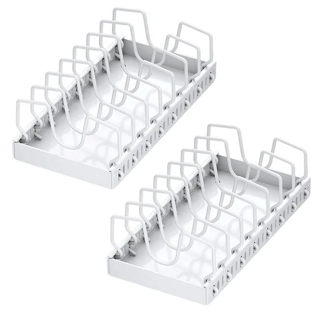 Pan and Pot Organiser, Sliding Lid Holder, Kitchen Spice Rack, Dinnerware Organiser, Multifunctional Pull-Out Dish Drainer