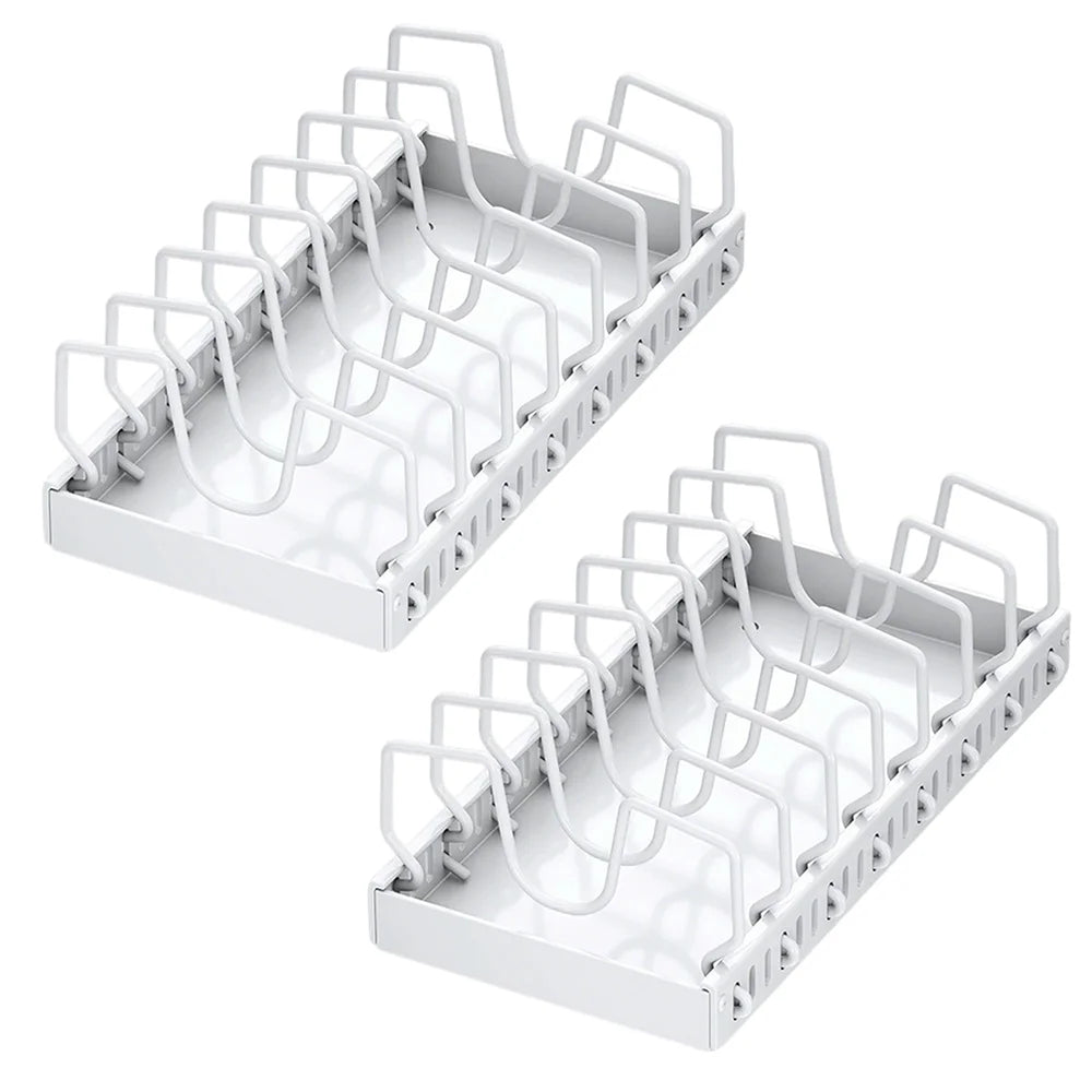 Organizzatore per Pentole e Padelle, Porta Coperchi Scorrevole, Porta Spezie da Cucina, Organizzatore per Stoviglie, Scolapiatti Multifunzionale Estraibile