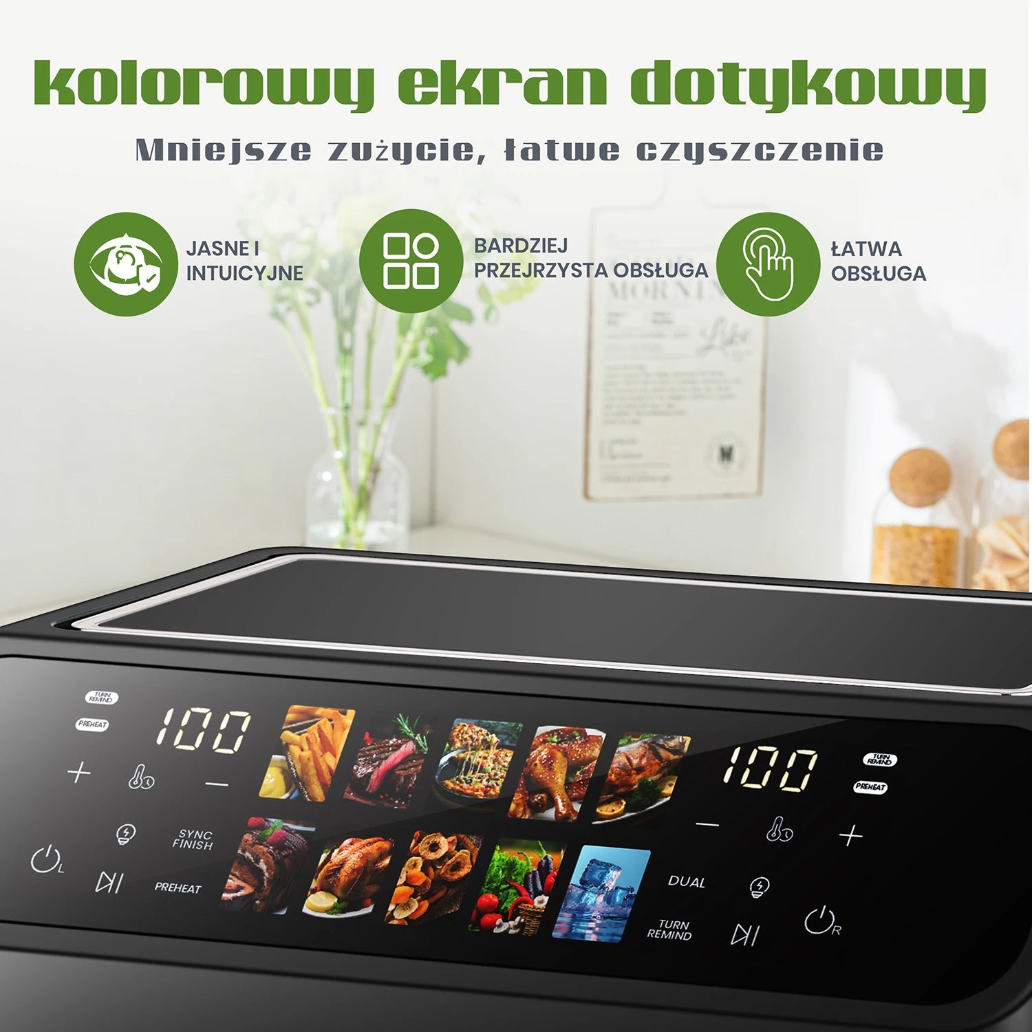 Sinaopus Friggitrice ad Aria 9L Doppio Cestello 2000W con Display LED 2 Zone Cottura