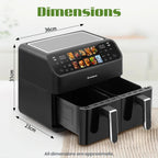 Friggitrice ad Aria Calda Senza Olio da 9L con Doppio Cestello e Finestra - Kitchen