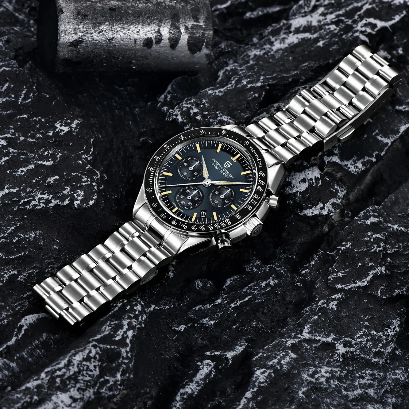 PAGANI DESIGN Orologio da Polso al Quarzo con Vetro Zaffiro, Cronografo Sportivo Impermeabile 10 Bar, Acciaio Inossidabile 316L