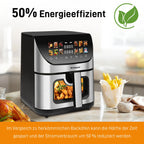8,5-Liter Smart Heißluftfritteuse mit Sichtfenster, ölfreier elektrischer Ofen, LED-Touch-Steuerung
