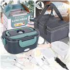 2-in-1 elektrische Edelstahl-Brotdose und Behälterset mit automatischer Heizfunktion, Kühltasche, Gabel, Löffel