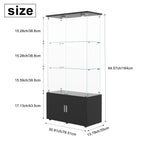 Drei-Etagen-Glasvitrine, Sammlerschrank mit LED-Beleuchtung, Display-Vitrine, Aufbewahrungsschrank und Organizer, geeignet für Wohnzimmer, Schlafzimmer und Büros; Schwarz